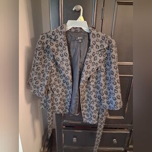 Beyer Gray Leopard Print Women's Cape Jacket